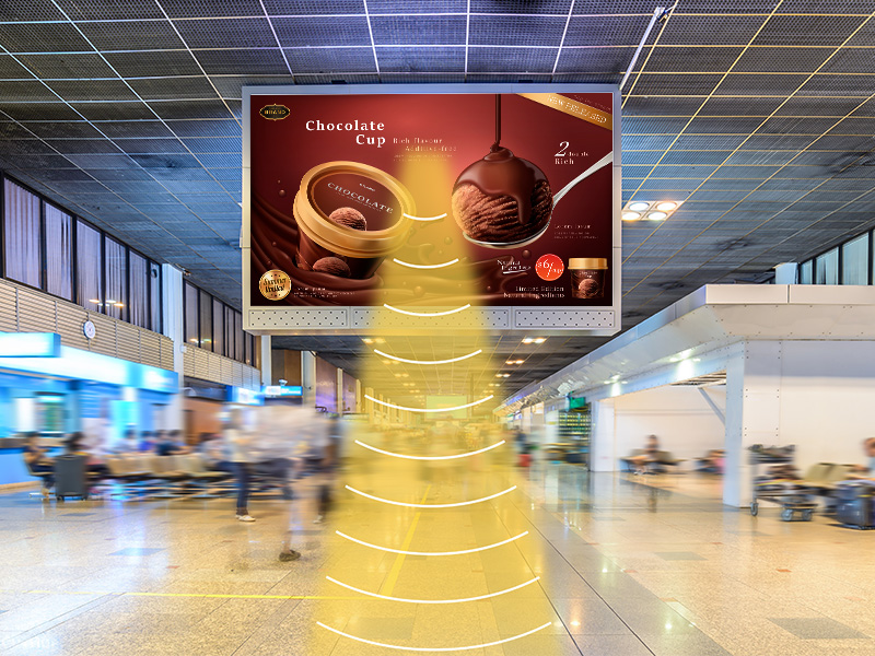 廣告機(jī)定向發(fā)聲示意圖