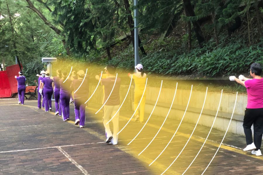 定向聲廣場舞音響案例帶聲波效果