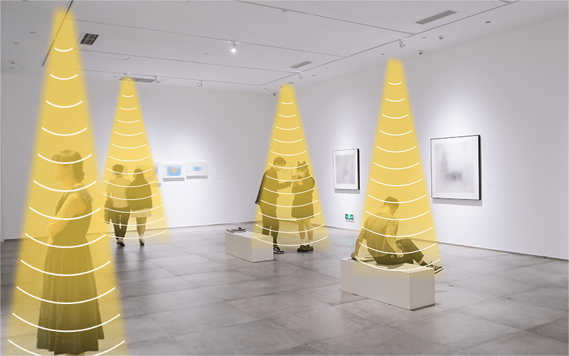 畫廊展覽，利用定向音箱，實現(xiàn)聲音分區(qū)，互不干擾