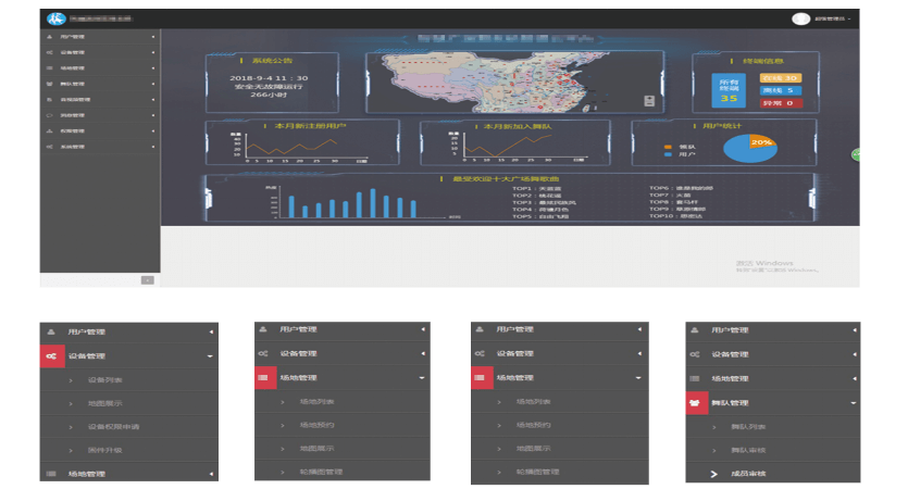 智慧廣場舞系統(tǒng)后臺應(yīng)用頁面圖
